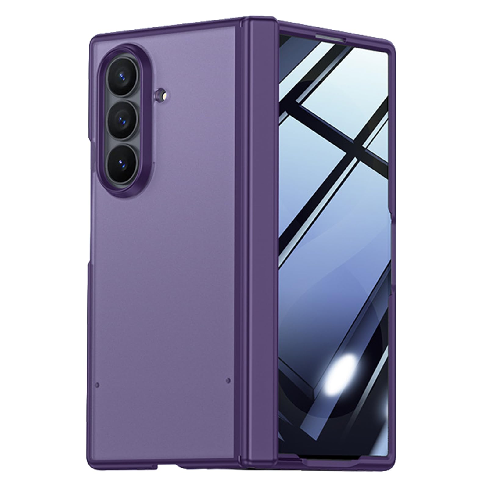 MFAOSHI Slim Case for Samsung Galaxy Z Fold 8 Ultra, Frosted Translucent Hinge Protection Cover with Anti Peeping Tempered Glass Case,Purple,Fold 8 Ultra