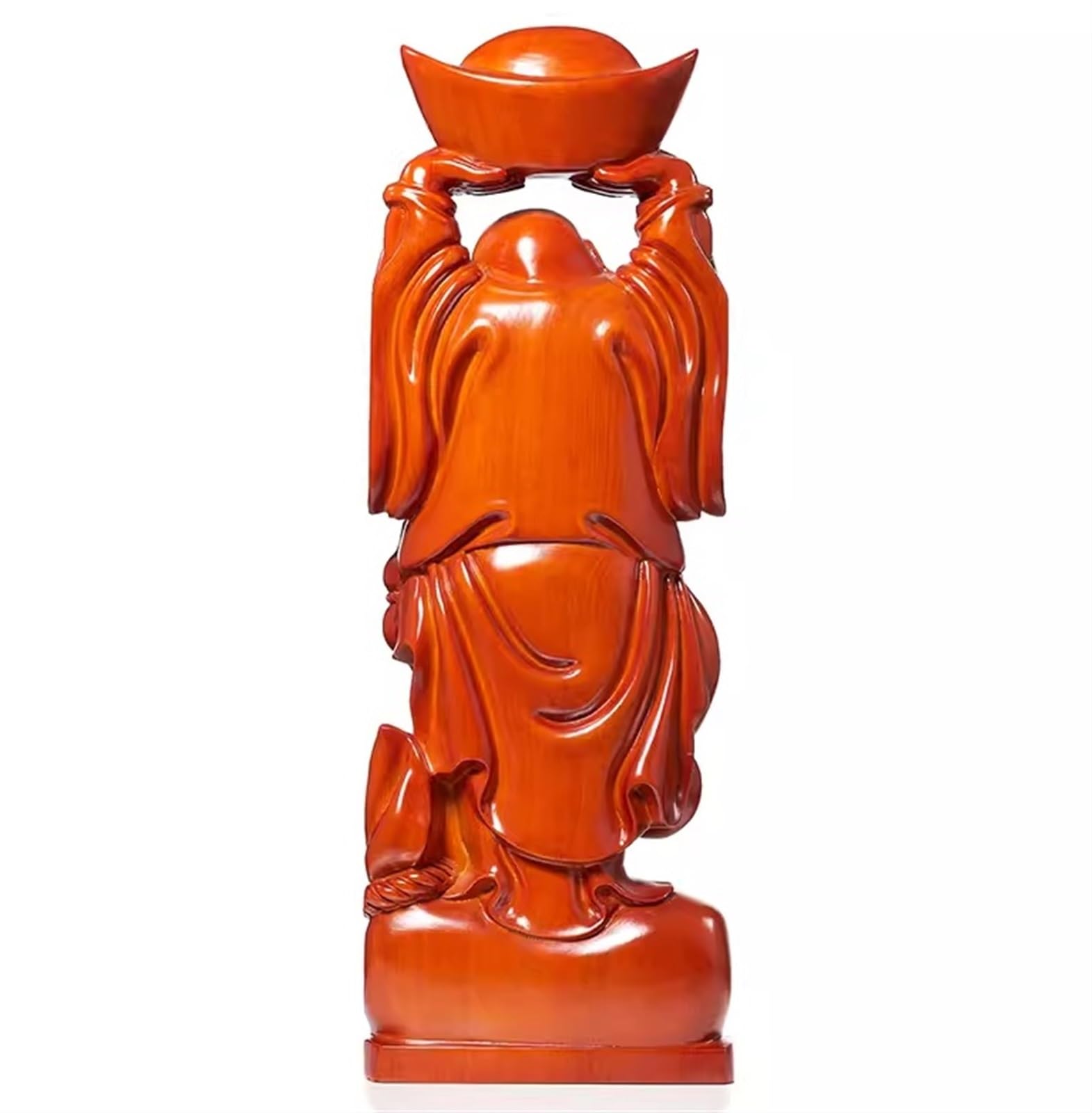 Budas Decorativos Buddha Estatua De Buda Sonriente De Madera para Decoración del Hogar, Estatuilla De Buda Feliz De La Suerte, Decoración De Buda Interior Escultura Adorno Artesanal(22 * 12 * 50cm)