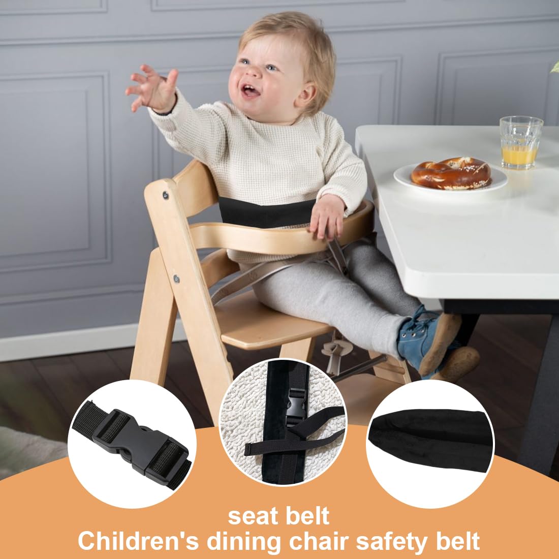 GXGM 1 Pezzi Cinture Seggiolone Pappa Universale, Cinturino Sicurezza Bambini, Cinghia Passeggino,Adatto Per Sdraietta Neonati, Sedie E Carrelli Per Stokke Tripp Trapp(Nero)