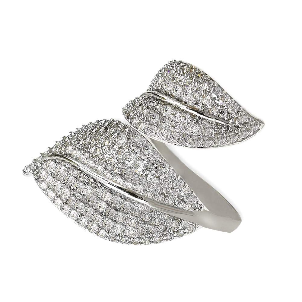 BBL CZ Adjustable Open Ring 18K Gold Plated Rings for Women Dainty Leaf ring Cubic Zirconia Personalized Letters Unique Wedding Engagement Anniversary Statement Band Rings for Women Girls