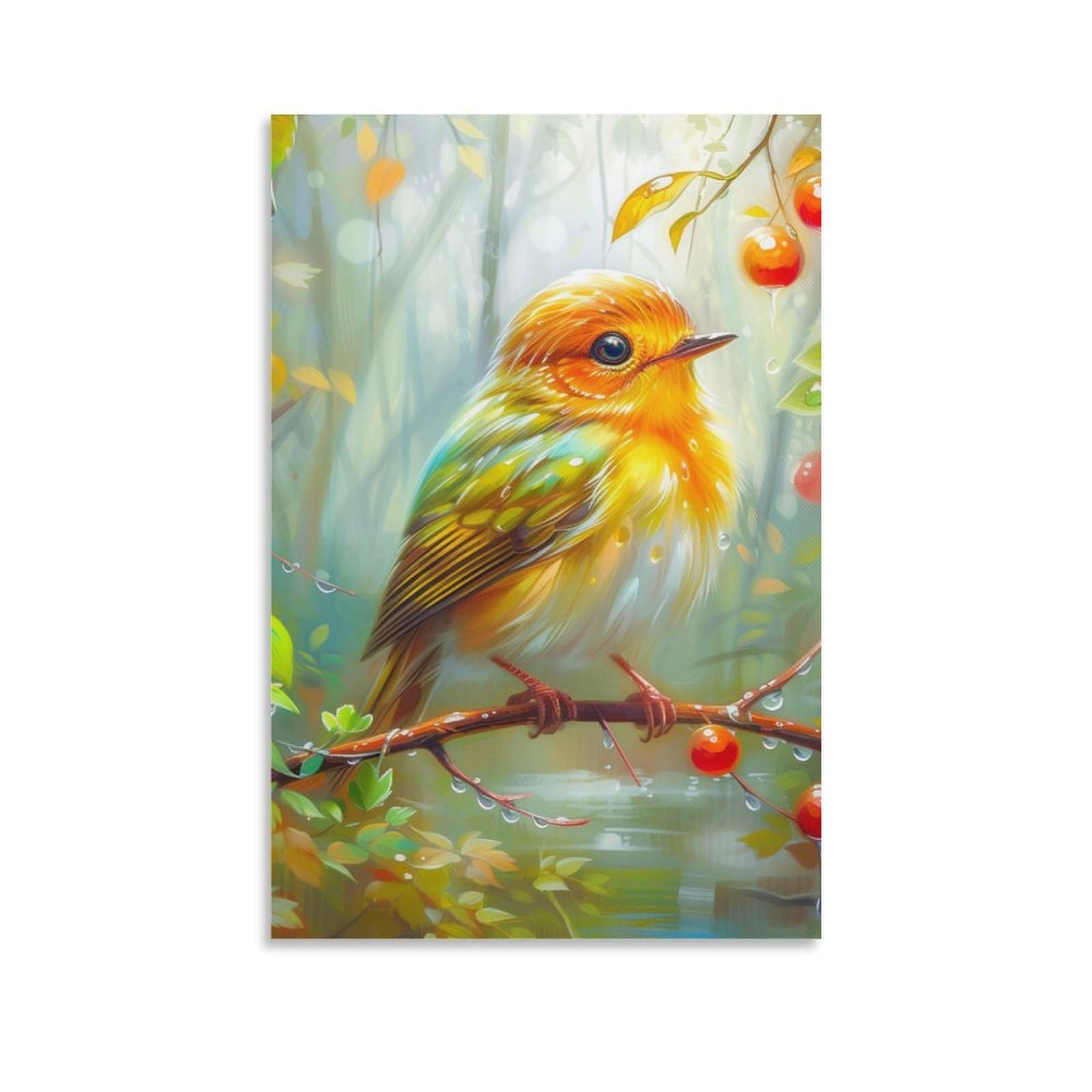 DHBANEIOK Robin Bird Art - Modern Giclee Canvas Prints Landscape Pictures Artwork Paintings on Canvas Wall Art for Home Office Decorations 12x18inch(30x45cm)