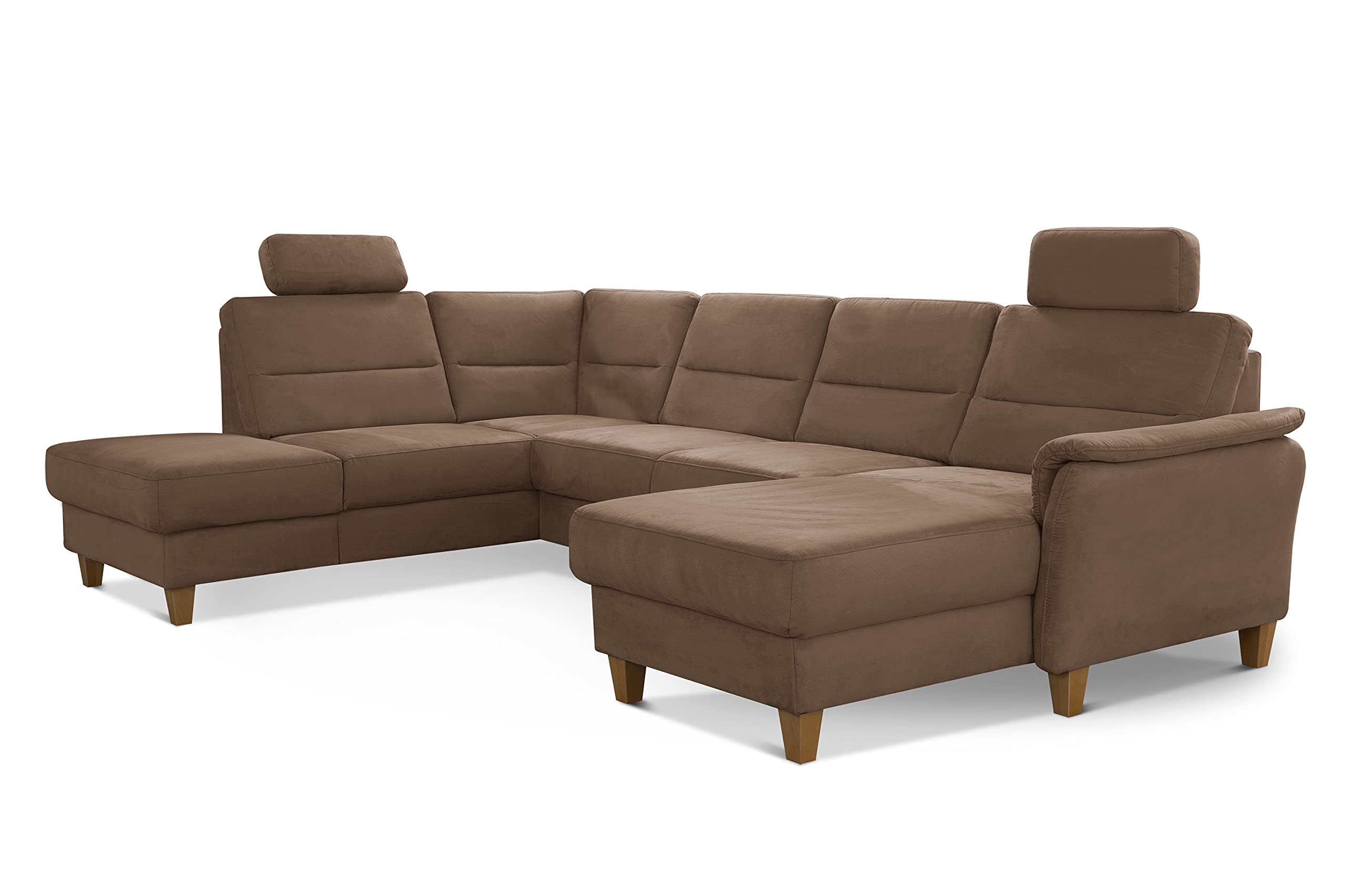 CAVADORE Wohnlandschaft Palera / Federkern-Sofa in U-Form im Landhausstil / 314 x 89 x 212 / Mikrofaser in Lederoptik, Dunkelgrau