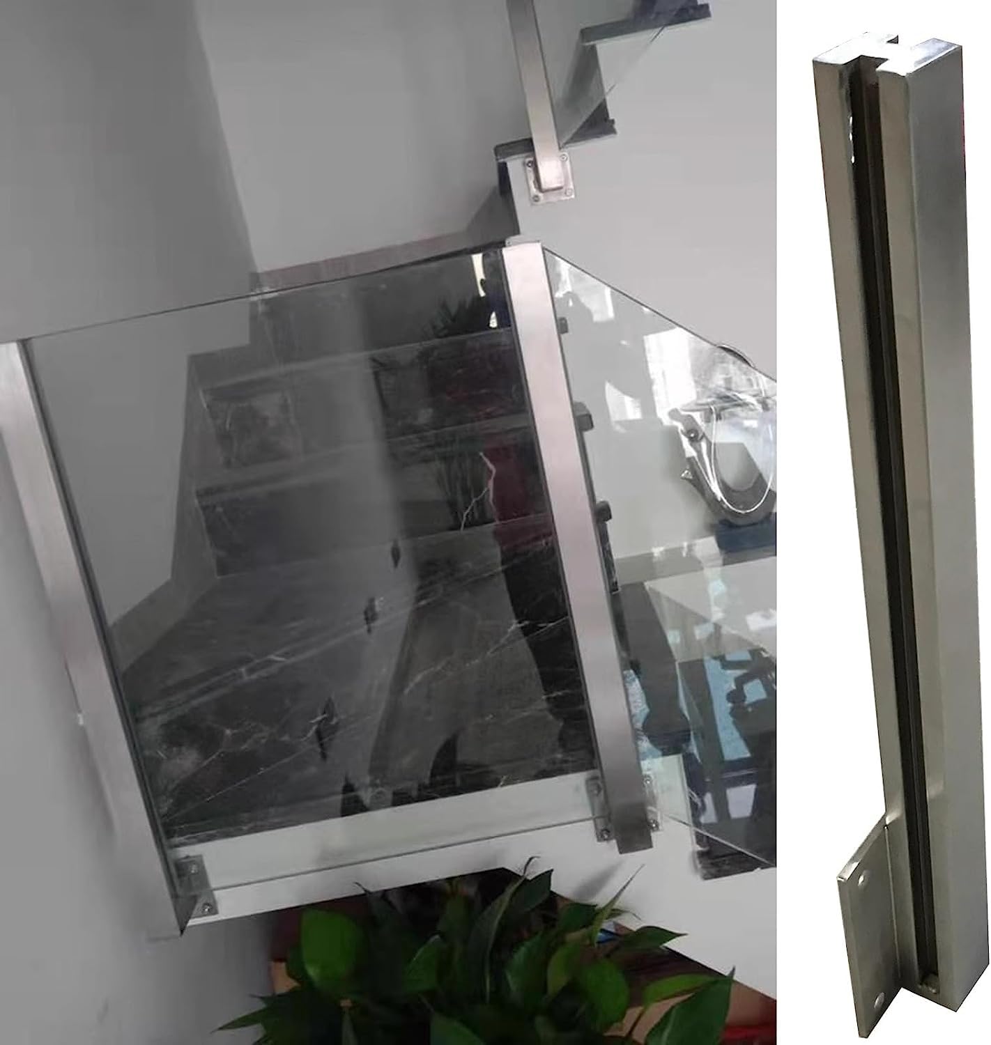 LWJSOCP Stainless Steel Glass Side Mount Handrail Post Kit - 75cm/29.5in Railing Clamp Bracket for Outdoor Staircase Steps - Durable Elegant Stair Rail Support