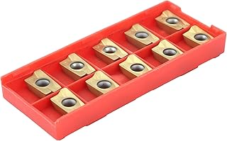 10Pcs Milling Inserts Cemented Milling Inserts APMT1604 Milling Inserts Carbide Ti Electroplated Lathe Turning Tool for Indexable Lathe Toolholder with Storage Box