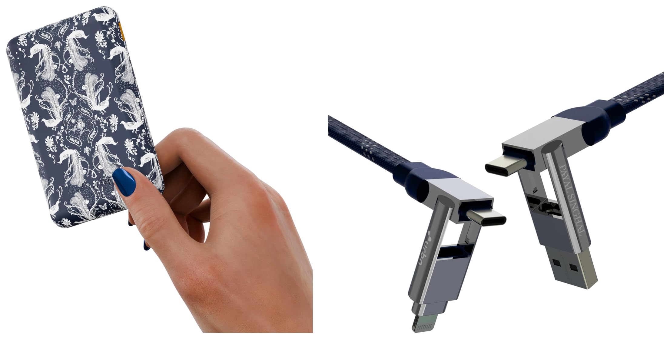 URBN 10000 mAh Lightning Nano Slim Power Bank-Payal Singhal Edition (Blue) with Desingner Cable