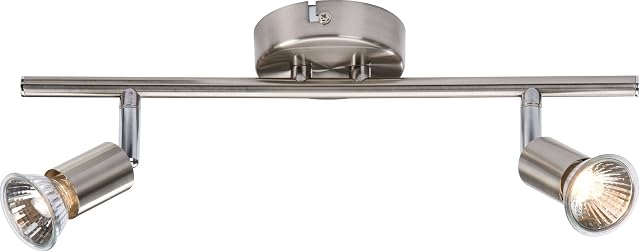 Knightsbridge 230V GU10 Twin Bar Spotlight-Brushed Chrome