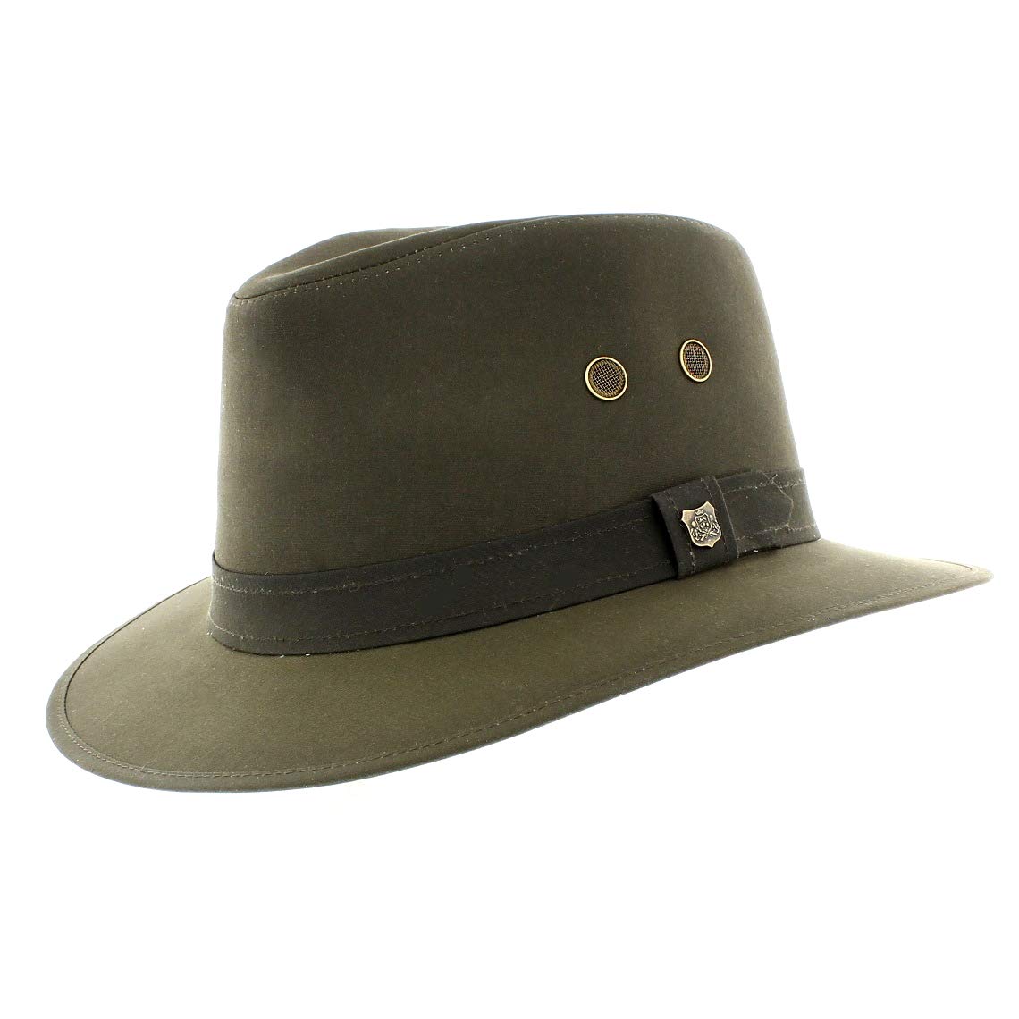 Failsworth Wax Cotton Fedora (Drifter) (Large 59cm, Olive)