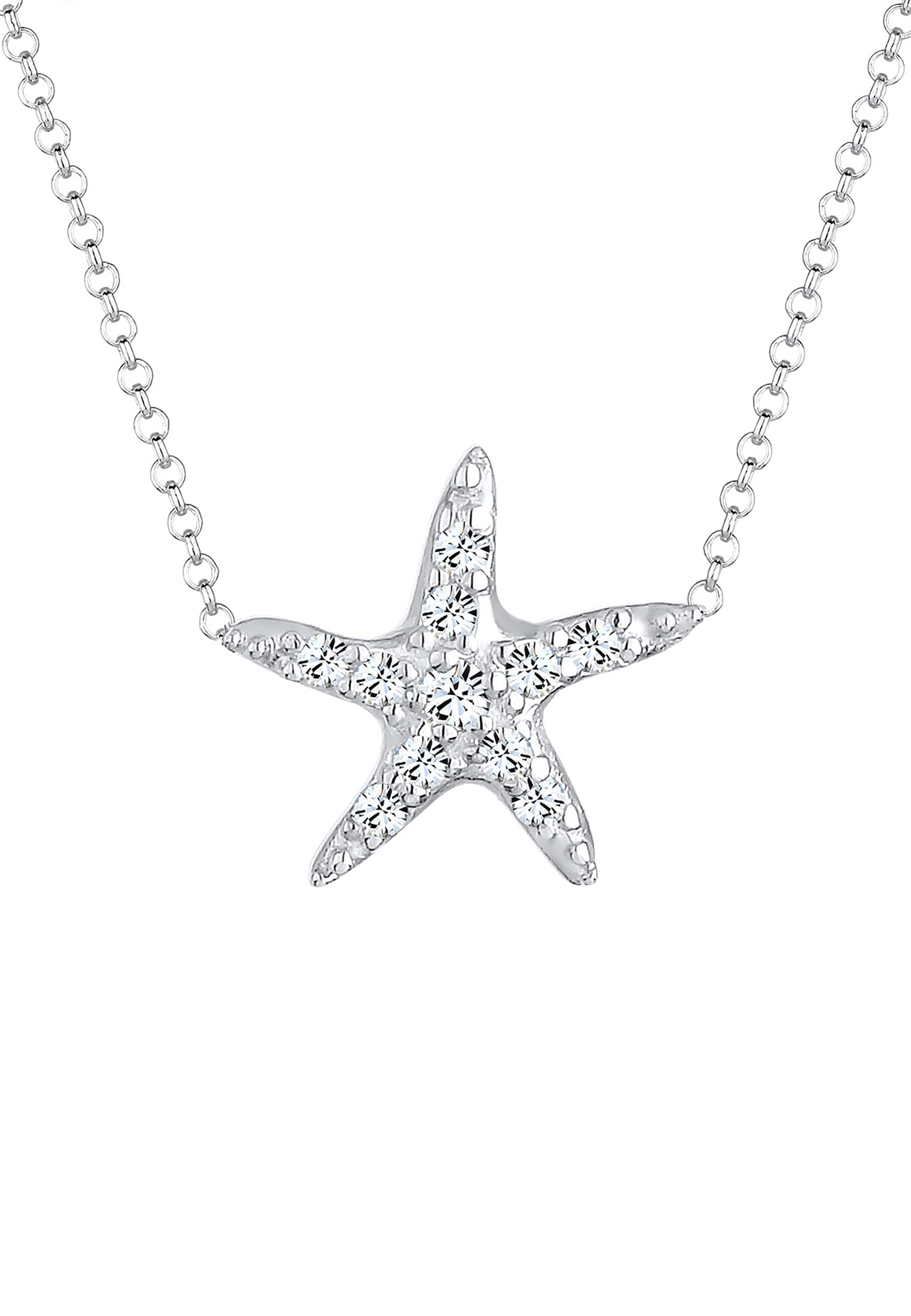 Elli Halskette Damen Seestern Maritim Meer mit Kristalle 925 Silber