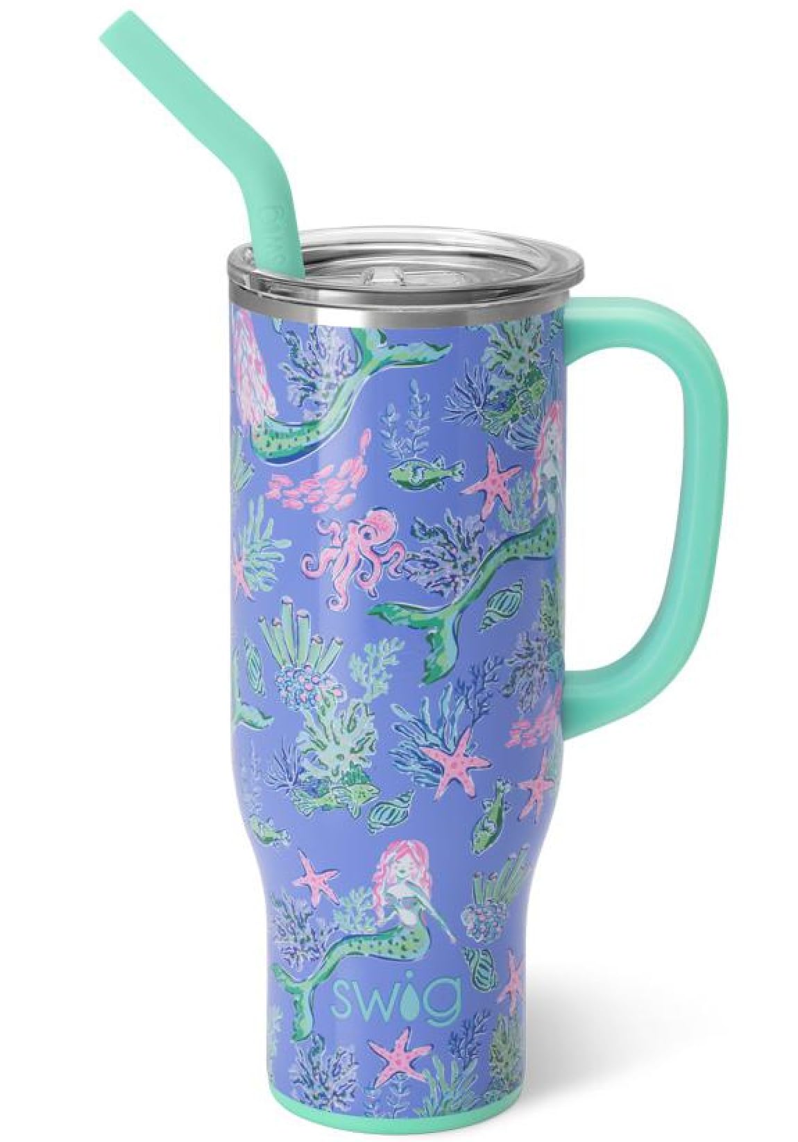 Swig Life 30oz Mega Mug, 30 oz Tumbler with Handle and Straw, Cup Holder Friendly, Dishwasher Safe, Extra Large Insulated Tumbler, Stainless Steel (