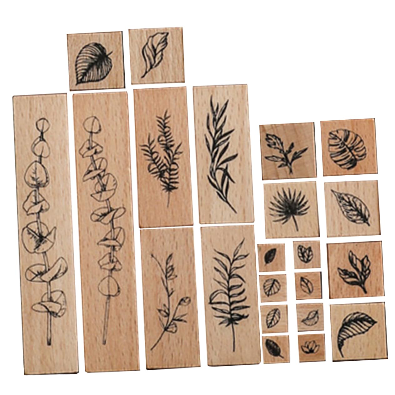 Housoutil 4 Sätze Pflanzensiegelsatz Kleine Briefmarken Stempeln Für Zeitschriftenstempel Journaling Scrapbooking-stempel Mini Symbol-tagebuchstempel Pads Holzstempelset Holzmarken Hölzern