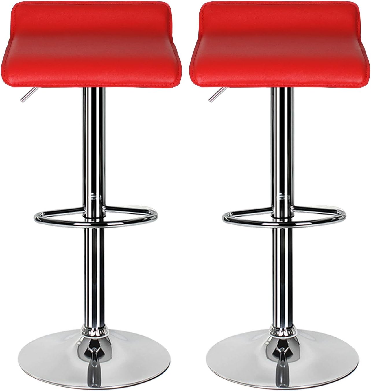 2 pcs Red Bar Stool,Kitchen Bar Stool Swivel Gas Lift Simple Breakfast Bar Stool with Chrome Footrest and Base High Dining Stools Bar Chairs,Breakfast Bar/Counter/Kitchen Home Furniture,Colour:Red