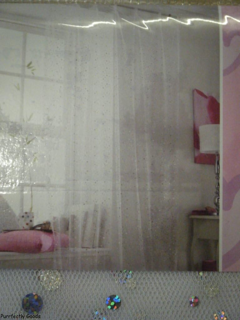 WHITE Sequined Tab Top Voile Panel x 2 Curtains
