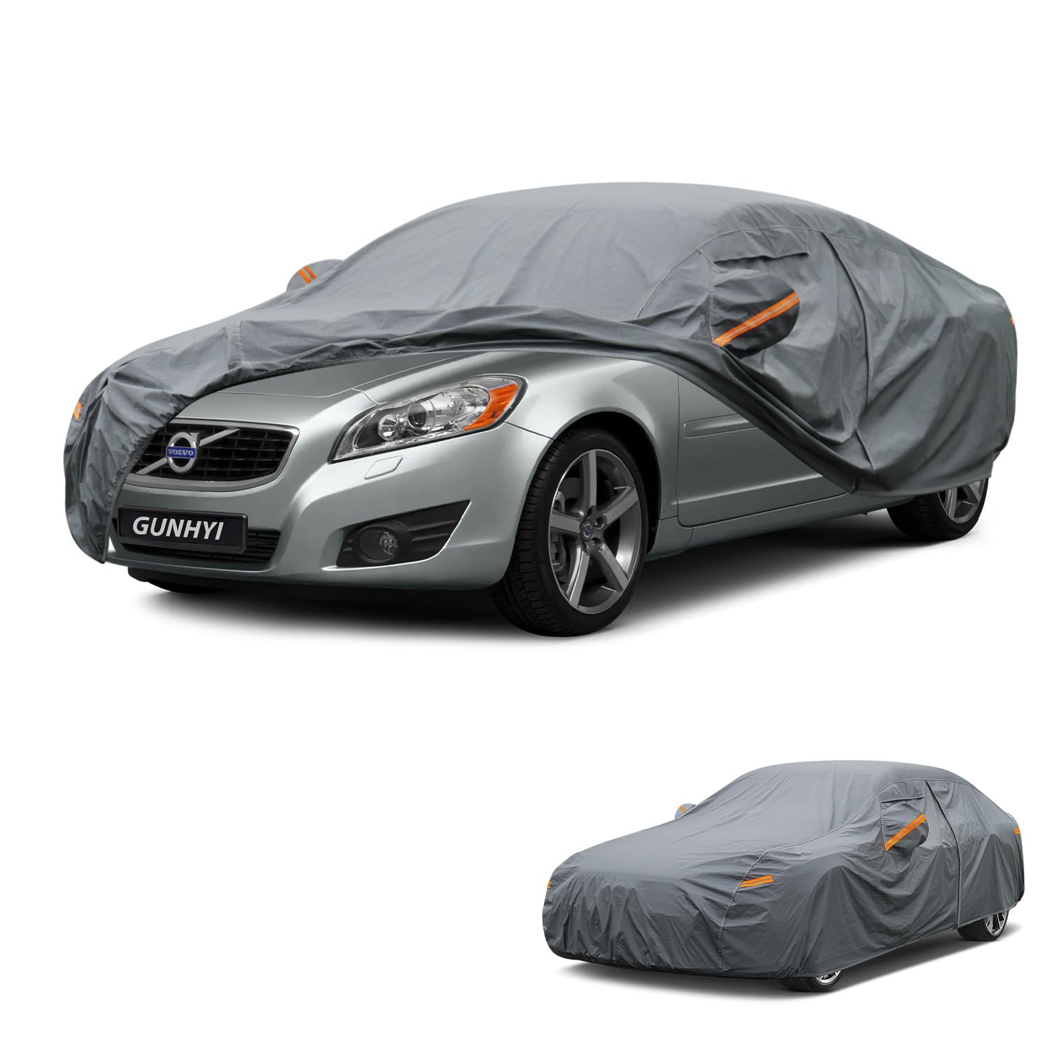 GUNHYI Premium Car Cover Custom Fit Volvo S70, 16 Layers Heavy Duty Car Cover Waterproof All Weather with Zipper Door for Sun Rain Snow Dust Uv Protection