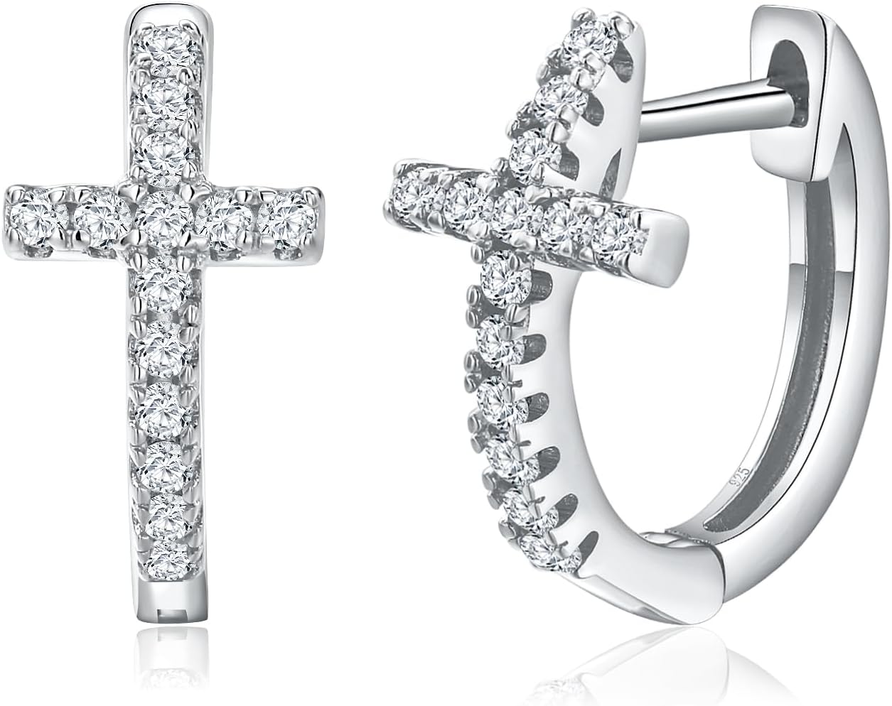 DAYBYDAY Huggie Earrings for Women 925 Sterling Silver Cubic Zirconia Gemstone Small Hoop Earrings, Leaf/Butterfly Cross/Huggie Hoop Earrings Anniversary Birthday Valentines Jewelry