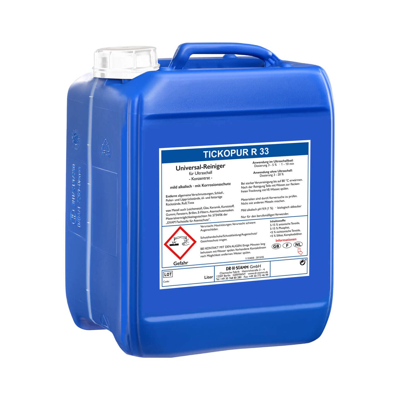 Tickopur R33 (10 litros), líquido ultrasónico para carburadores y mucho más. | Concentrado de limpieza con dosis del 5 por ciento, detergente ultrasónico para aluminio