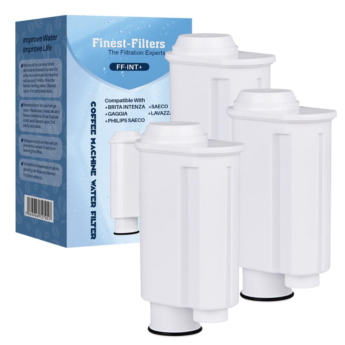 Finest-Filters Coffee Filter Water Filter Replacement for Brita Intenza+ Philips Saeco CA6702/00 CA6706/48 Gaggia Mavea Intenza RI9113/60 (3 Pack)