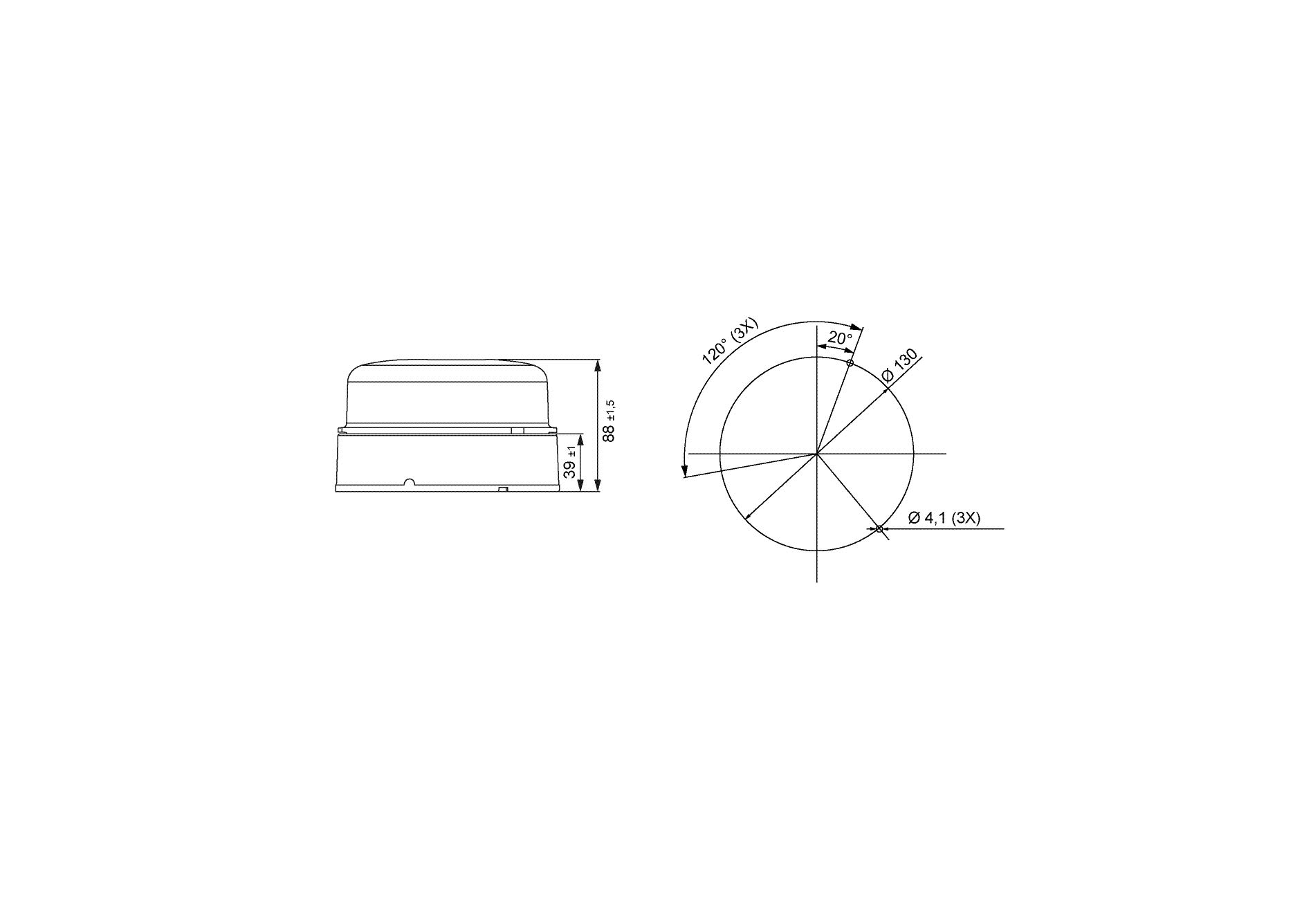 HELLA 2XD 012 980-001 LED-Luz de aviso, de destellos - K-LED Blizzard - 12/24V - amarillo - montaje exterior/atornillado - Cable: 150mm - Conector: Flachstecker