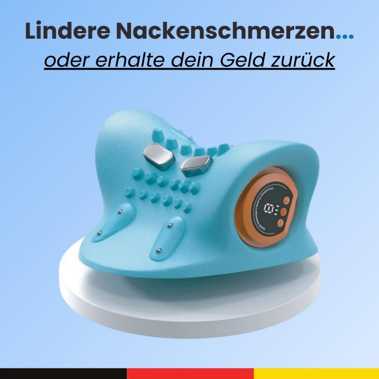 azouna SmartNeck 4-in-1 Nackenmassager，Sechs Massageintensitäten, innovative EMS-Niederfrequenztechnologie, konstante Temperaturheizung, komfortables Erlebnis