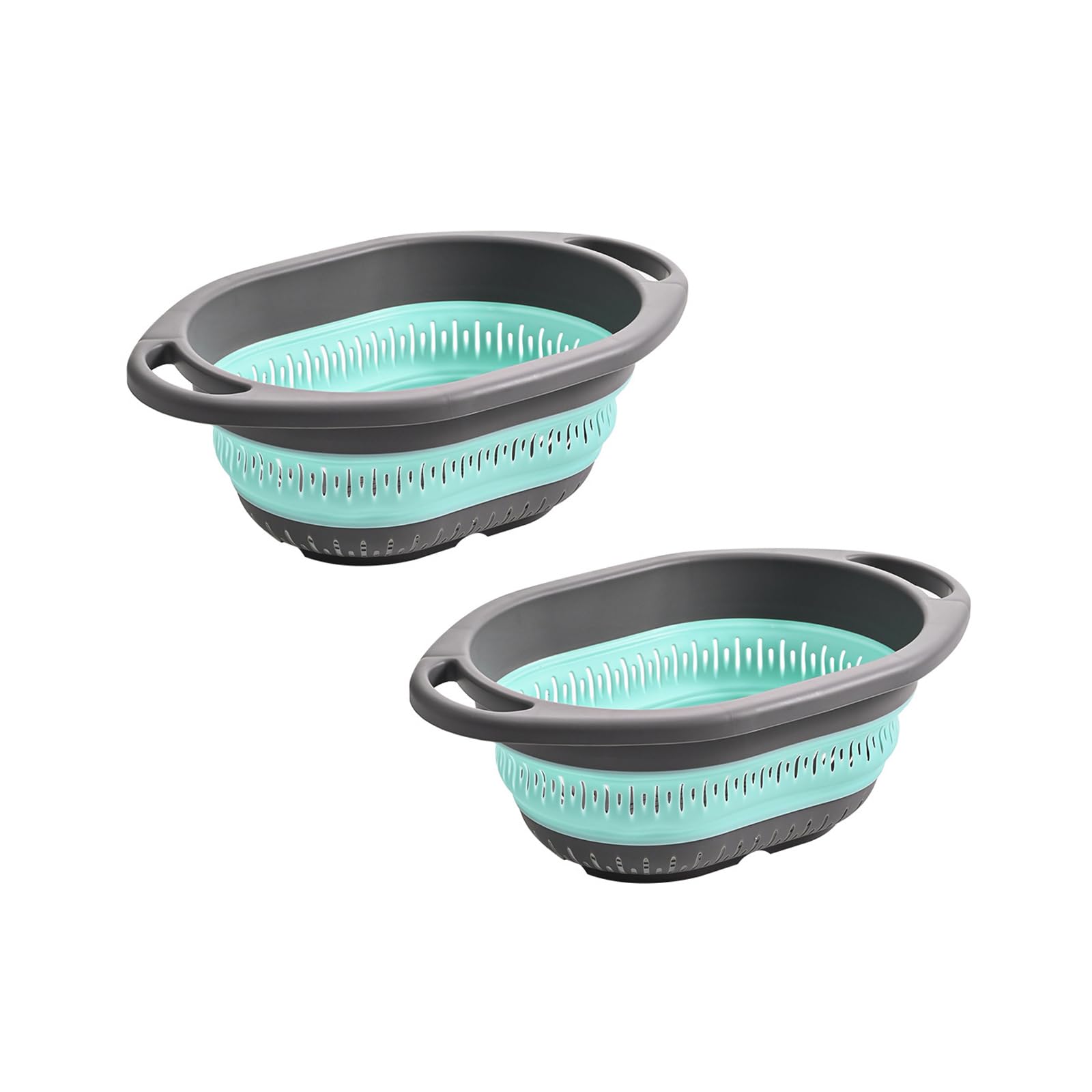 carotoe 2pcs Silicone Colanders Set Foldable Design Basket NonSlip Base Multipurpose Strainer for Rice Vegetables Noodles Foldable Kitchen Storage Basket