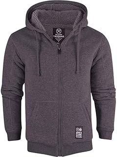 Mens Cotton Padded Borg Fleece Sherpa Lined Full Zip Up Hoodie Sweatshirt Jacket