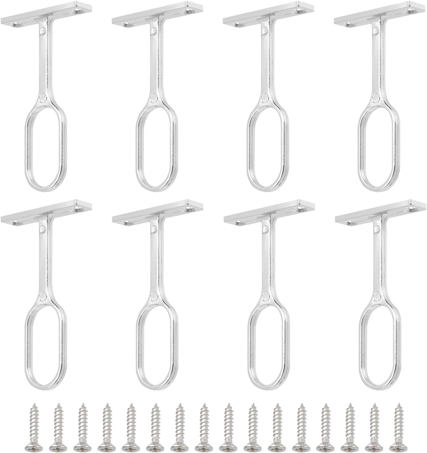 Oval Closet Rod Support Zinc Alloy Rod Middle Support - 8pcs