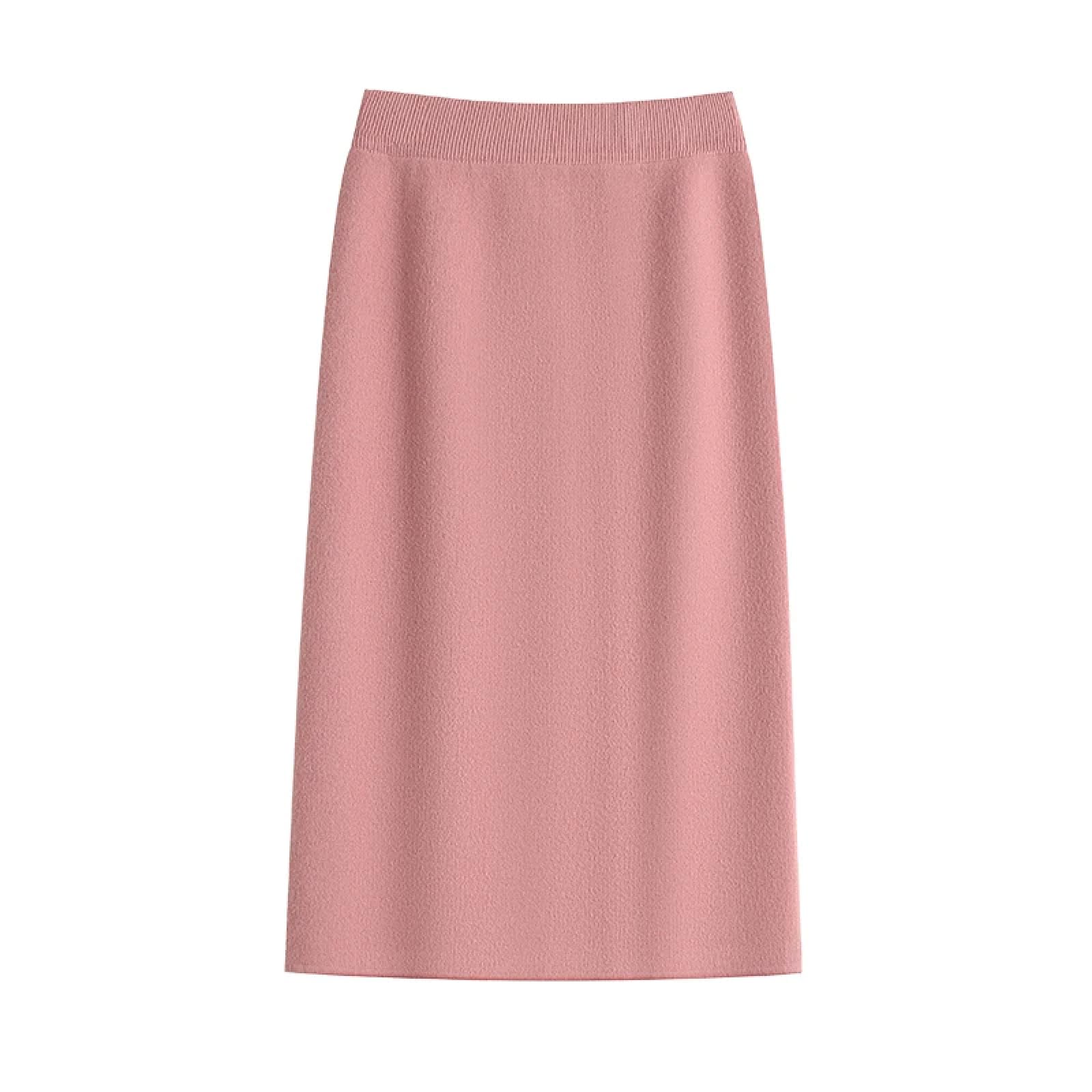 Falda De Punto De Mujer - Falda De Oficina para Mujer, Faldas De Punto Cálidas De Otoño E Invierno, Cintura Alta, Sencilla, Informal, Vintage, Larga, Ajustada, para Fiesta, Graduación, Ro