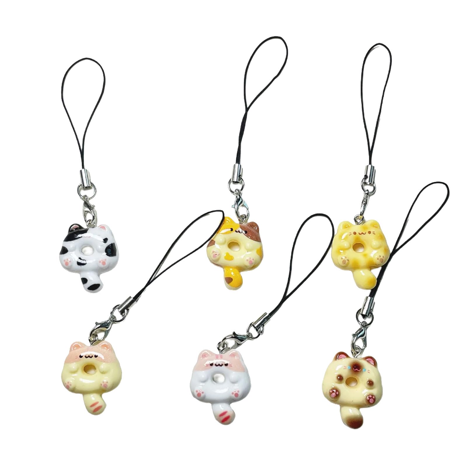 NEWFT Set of 6 Cats Phone Pendant Phone Lanyard Bag Charm Accessory Unique Jewelry Perfect for Creative Decorating Lover
