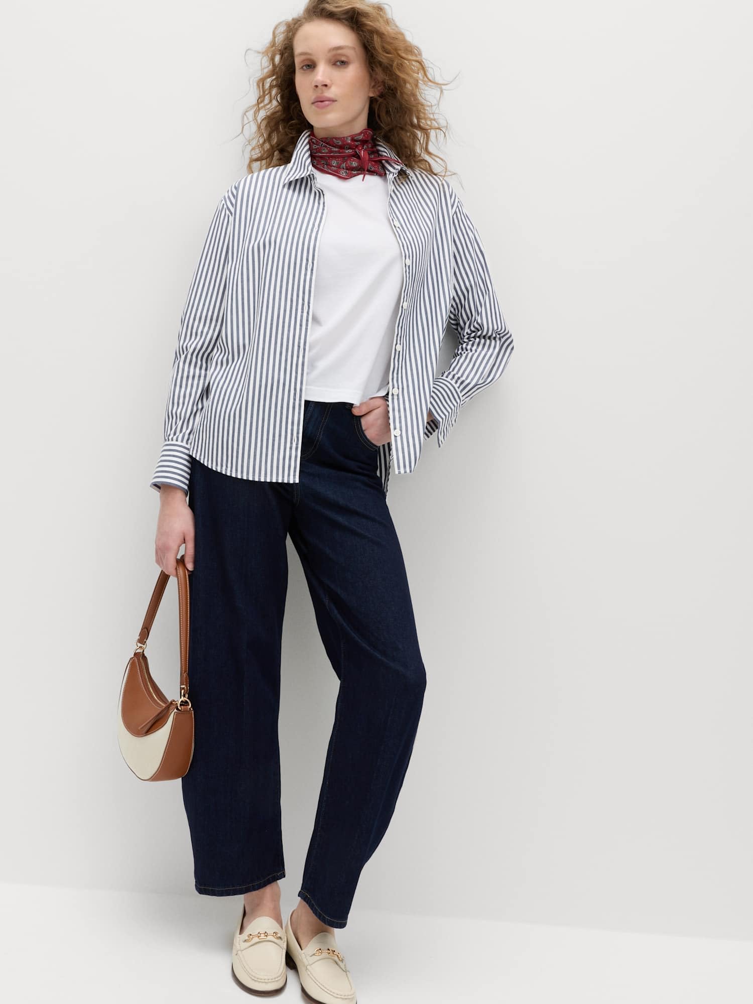 Marks & Spencer Donna a Righe Puro Cotone con Colletto Camicia – vestibilità Regolare