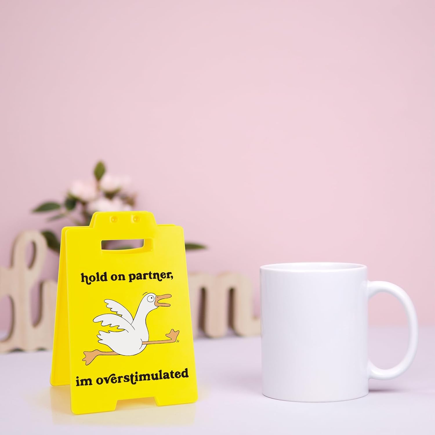 Funny Goose Desk Sign - Chaotic "Overstimulated" Meme Humor Office Decor, Gag Gift for Coworkers & Gamers, ADHD Anxiety Sensory Overload Warning Sign - Image 5