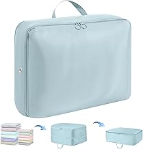 ABOUT SPACE Ultra Space Saving Self Compression Organizer - 22 L Vacuum Storage Bags - Packing Vaccine Bags for Clothes Airtight Reusable -Travel Essentials (Blue-Small - L 40 x B 30 x H 18.5 cm)