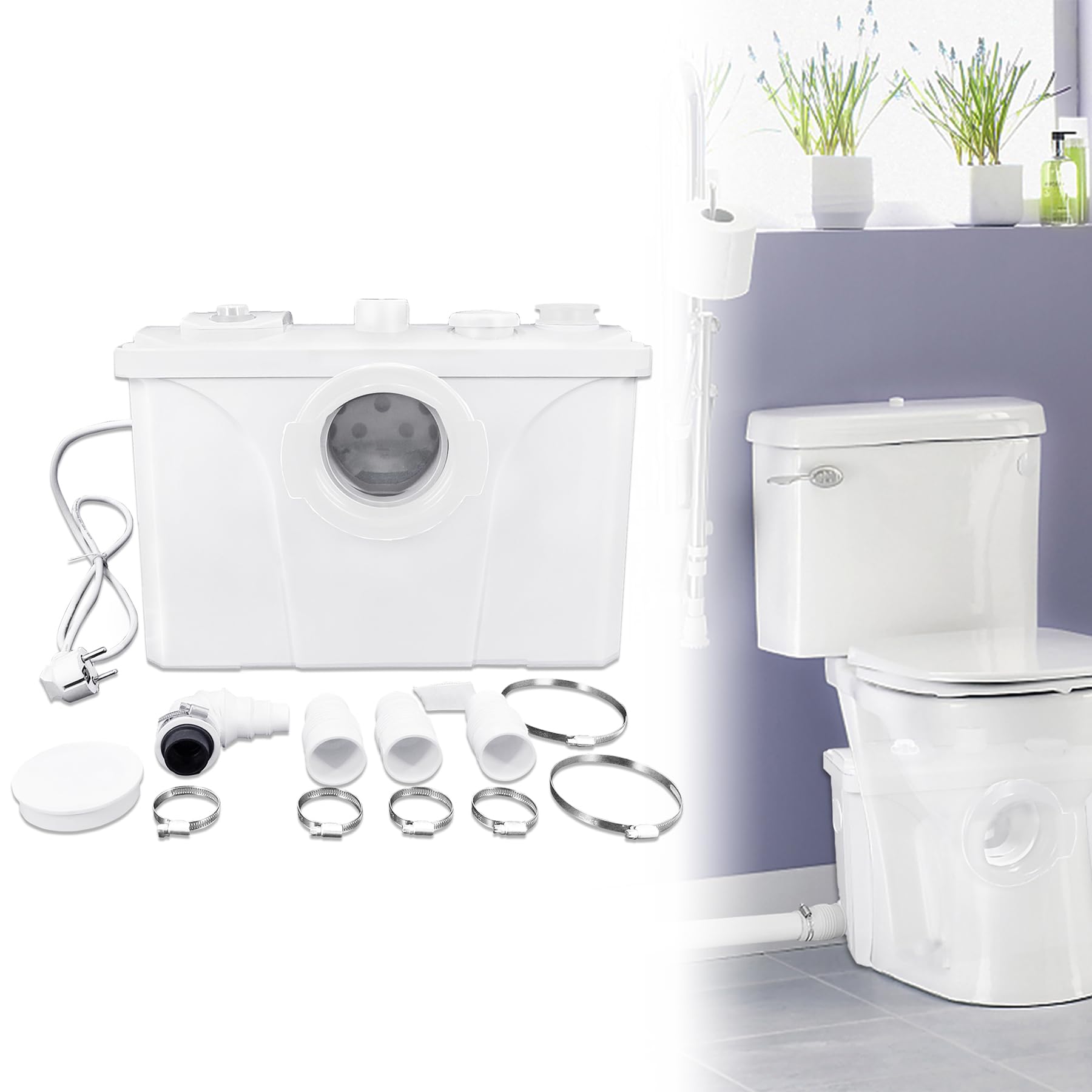 Froadp Pompy do Ścieków Sanitarnych 700W Przydomowa Stacja Podnoszenia Pompa do Ścieków z łopatkami ze Stali Nierdzewnej i Węglem Aktywnym Przepływ do 180L/min do Prysznica Kuchnia Umywalka