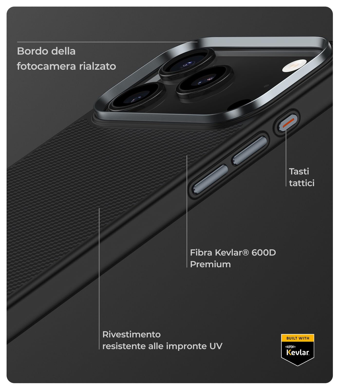 BENKS ArmorPro Cover Antiurto per iPhone 17 Pro con Controllo Fotocamera Compatibile con MagSafe, Custodia Massima Protezione Militare e Forza Magnetica Estrema, Fibra Aramidica 600D e TPU, Nero