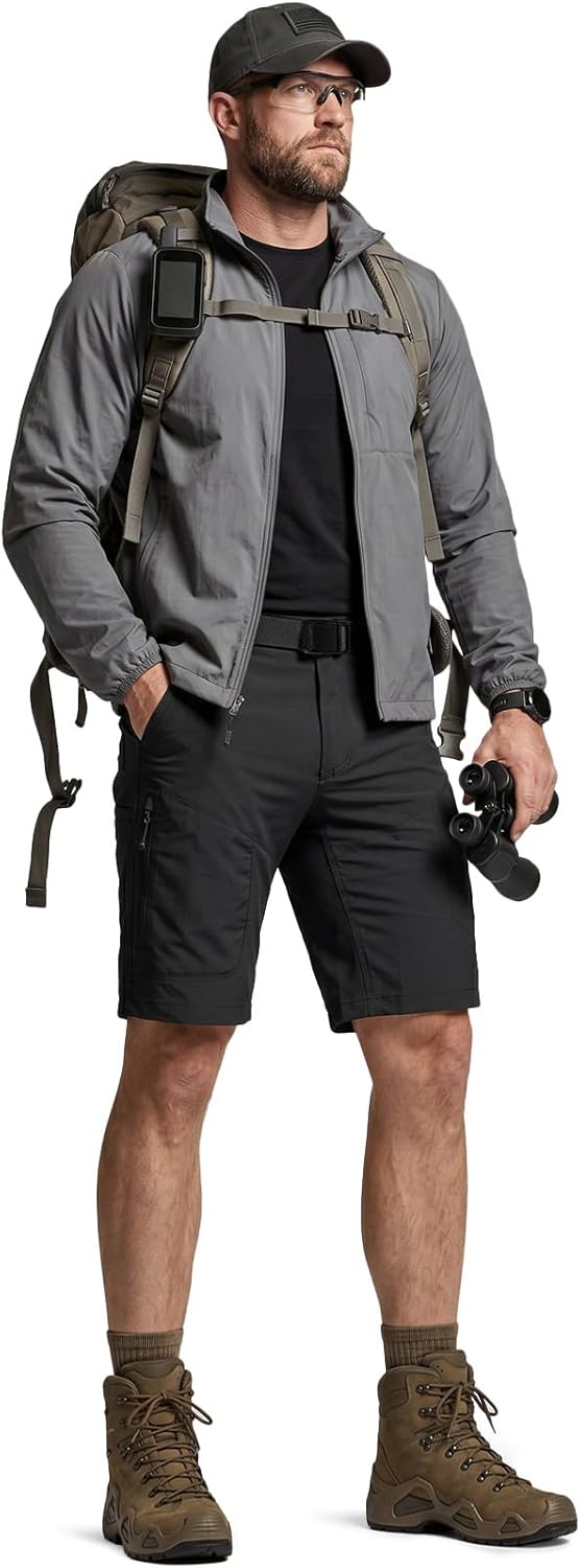 CQR Men's Quick Dry Stretch Hiking Cargo Shorts, Lightweight Water Resistant Tactical Casual, Golf & Outdoor with Pockets