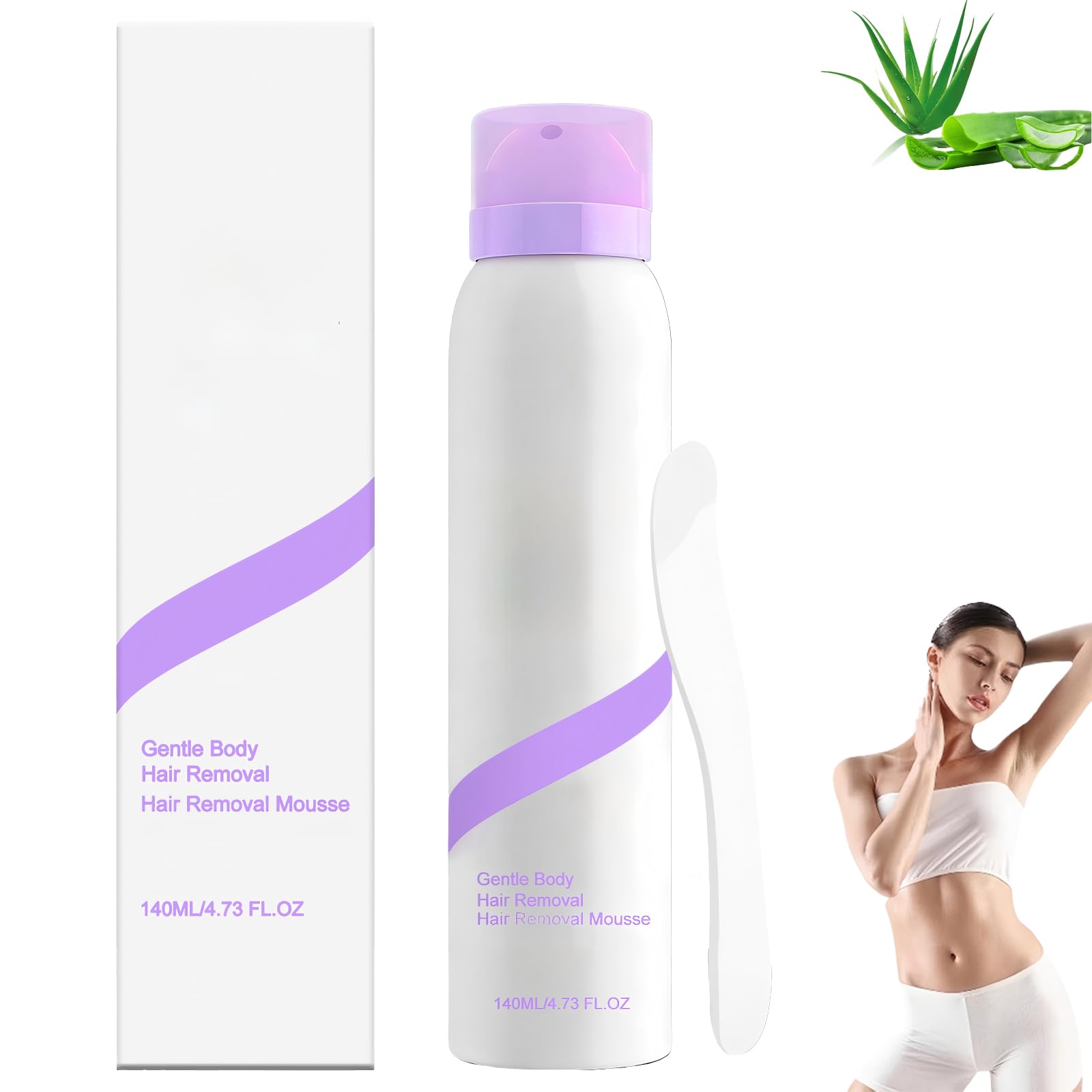 Crema spray depilatoria, delicata e impeccabile, con spatola, veloce ed efficace per la pelle liscia, ideale per donne e uomini con pelle sensibile. (1 pezzo)