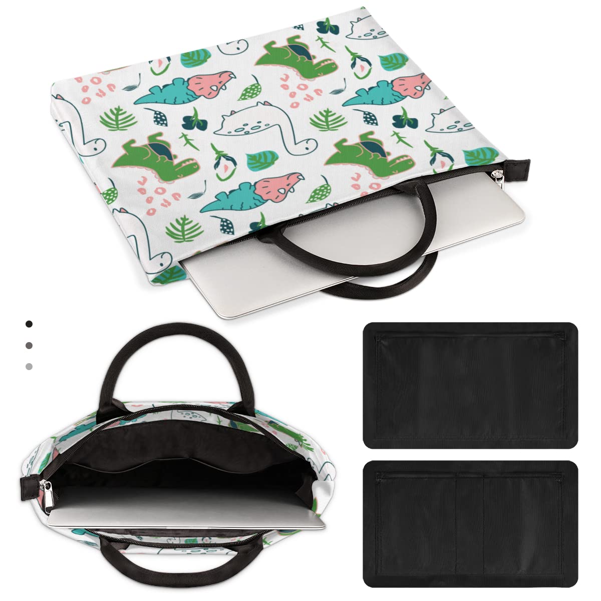 Uroczy pokrowiec na laptopa Kawaii Dino na 13-16 cali zabawny dinozaur ręka torba na laptopa teczka listonoszka torba do przenoszenia dla kobiet mężczyzn dzieci chłopców dziewcząt