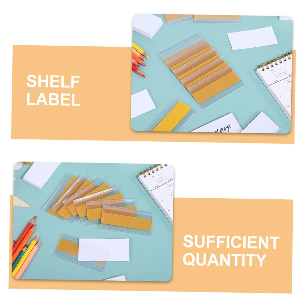 DOITOOL 1 Set Etichette Adesive Trasparenti con Supporti per Scaffali per Librerie e Uffici Etichette con Adesivo Resistente e Cartoncini per Etichettatura Organizzata
