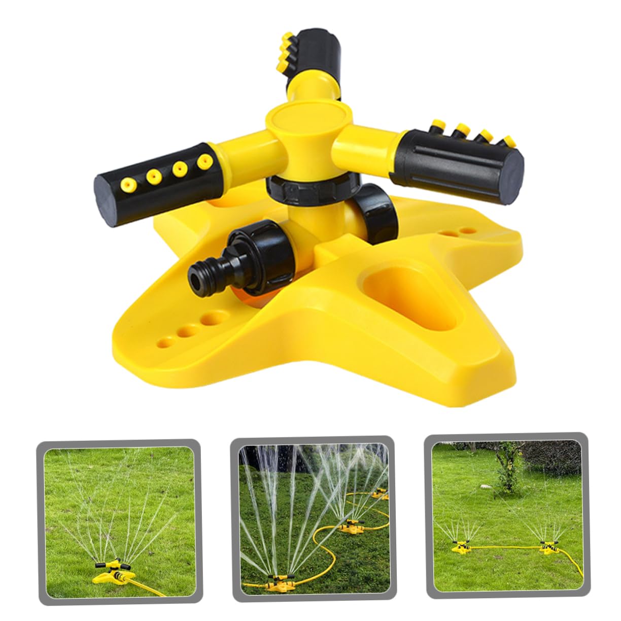 TOYANDONA 3 Pièces Arroseur Rotatif Automatique pour Gazon Jardin Irrigation Durable pour Entretien Pelouses Arrosage Plantes
