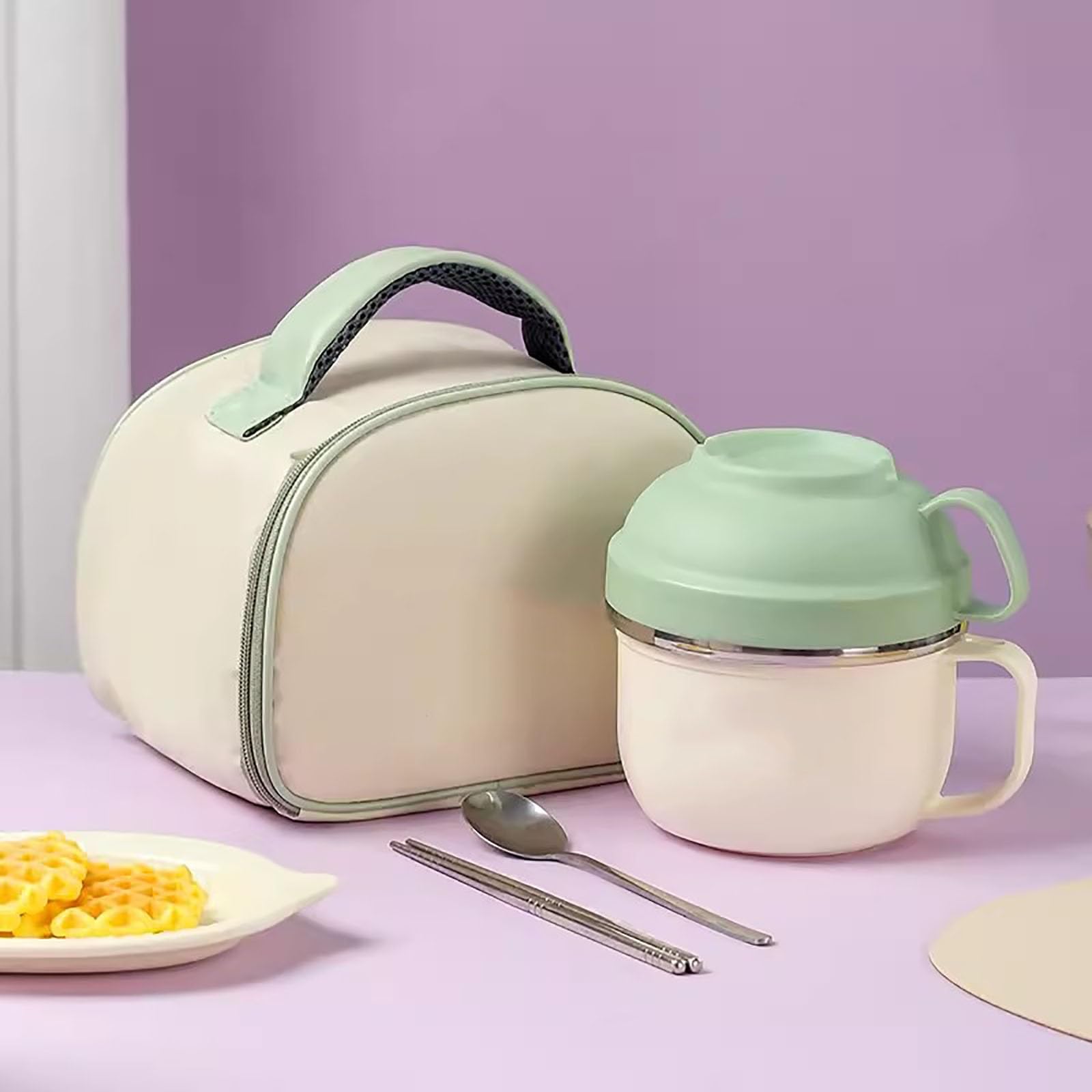 Lonchera Bento, Fiambrera de gran Capacidad, Lonchera Térmica a Prueba de Fugas, Perfecta para Dormitorios, Cocinas Pequeñas u Oficinas(Green,Small)