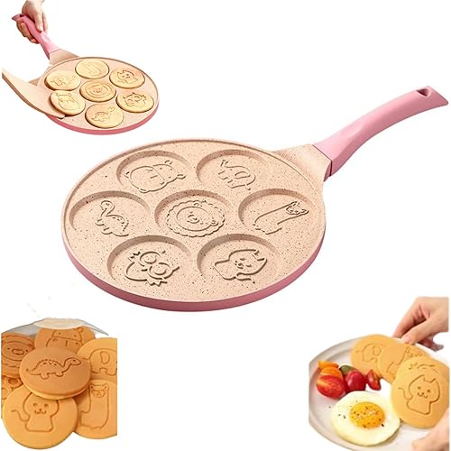 Kakalote Sartén antiadherente para panqueques, 7 agujeros, para hacer gofres de huevo, panqueques, para panqueques, para panqueques, 7 moldes únicos