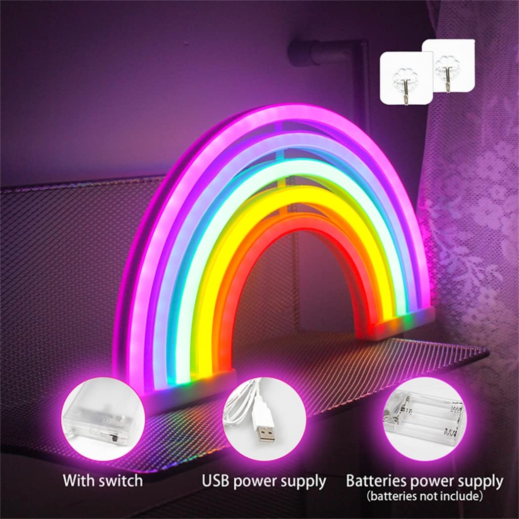 Letreros de neón Rainbow Night Light USB o Alimentado por batería para la habitación de los niños Lámparas de Noche Dormitorio de Las niñas Colgando en la Pared Decoración del Partido