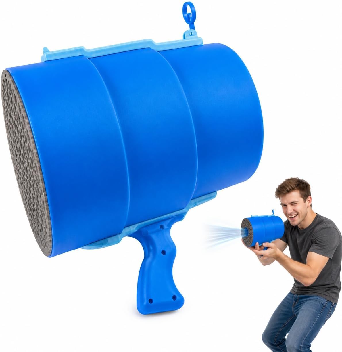 Air Blaster Toy, Handheld Air Cannon with Pop-Up Sight, Blue