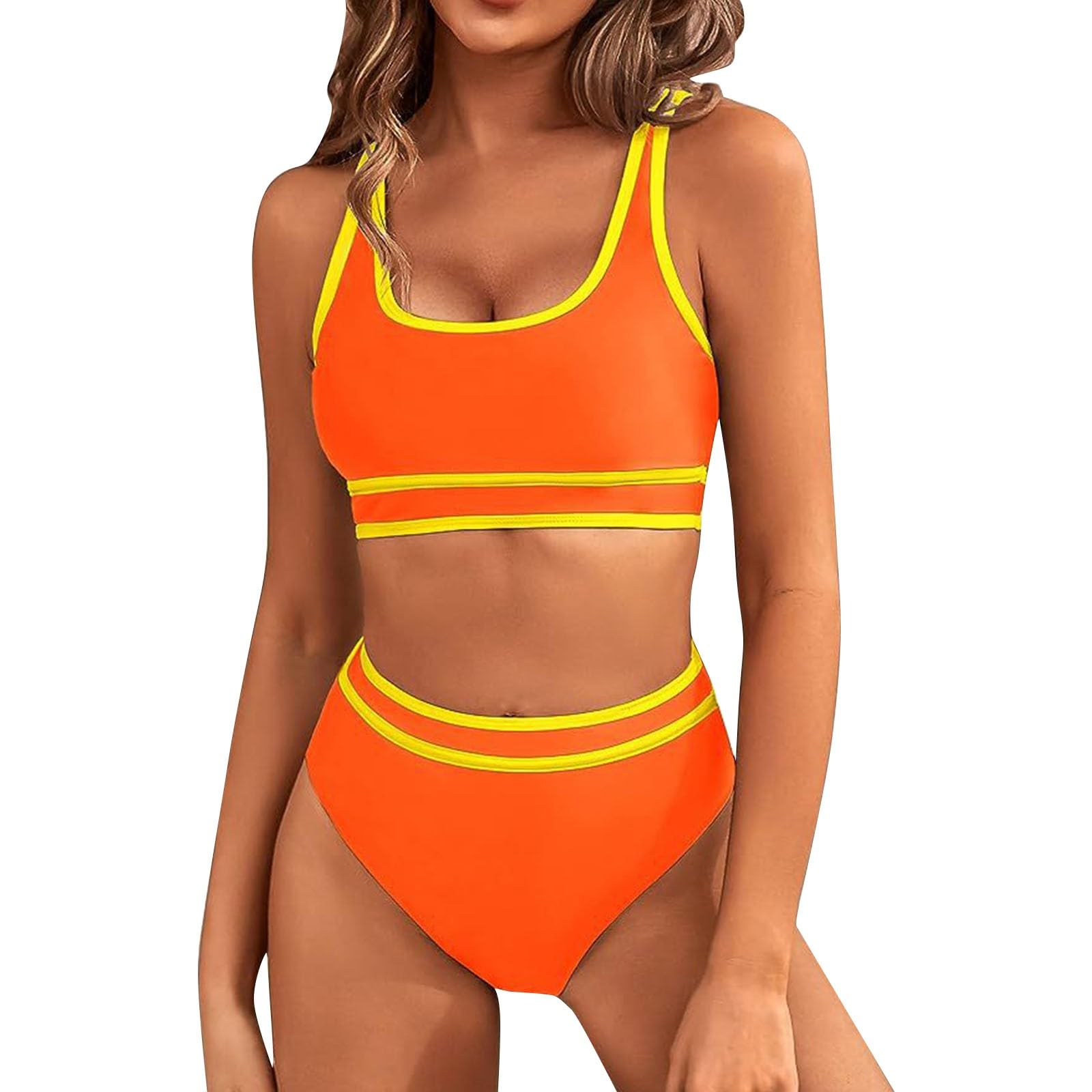 Genérico Bikinis Mujer Brasileños Bañador Ropa de Baño Push Up Dos Piezas con Relleno Traje de Baño de Tubo Color Liso Bikini Set Bikinis para Mujer Bikini Braga Alta Mujer