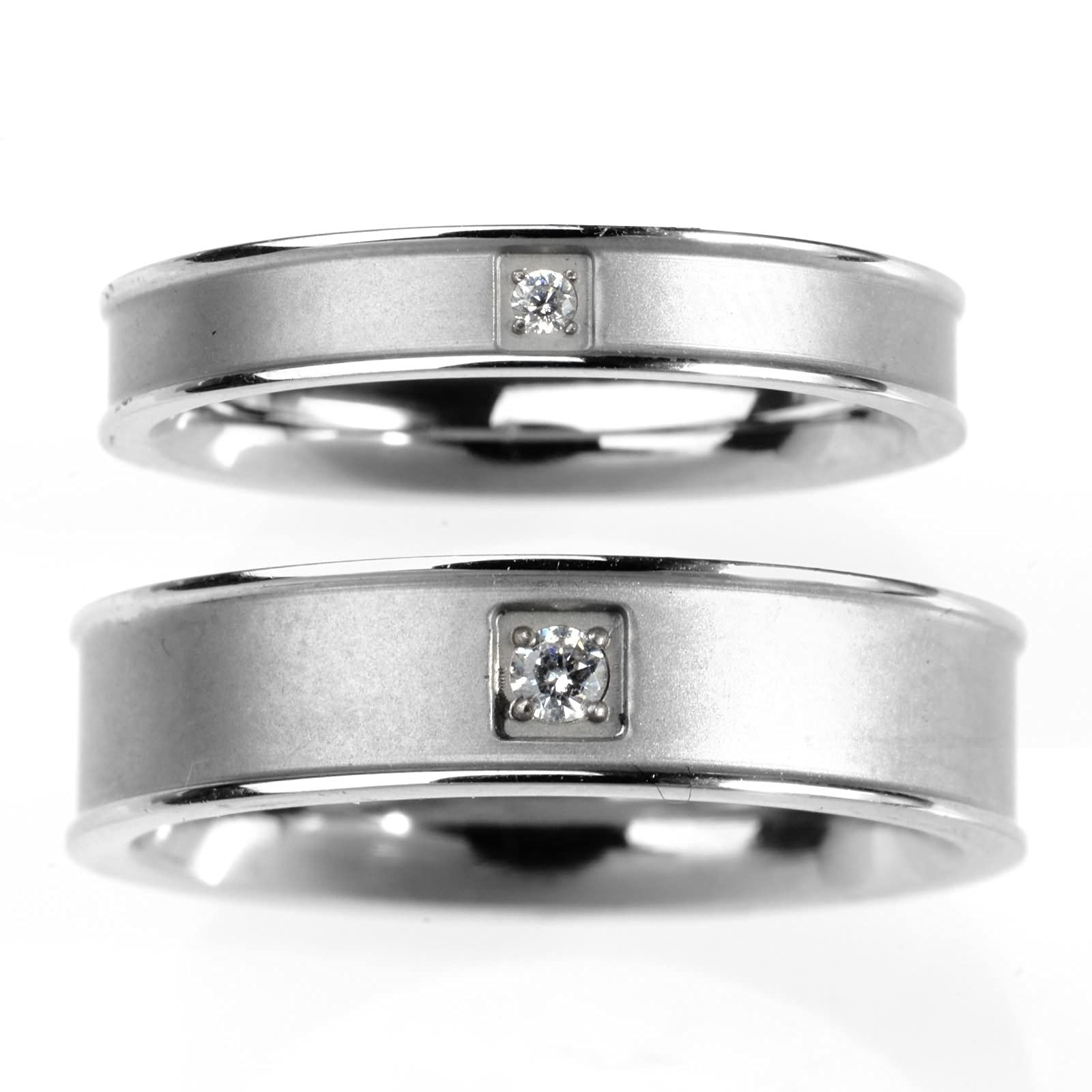 AmDxD Anillo de boda plateado, acero inoxidable, alianza para pareja de plata, boda, blanco, circonio, W51.5 & M54, Acero inoxidable, circonita cúbica,