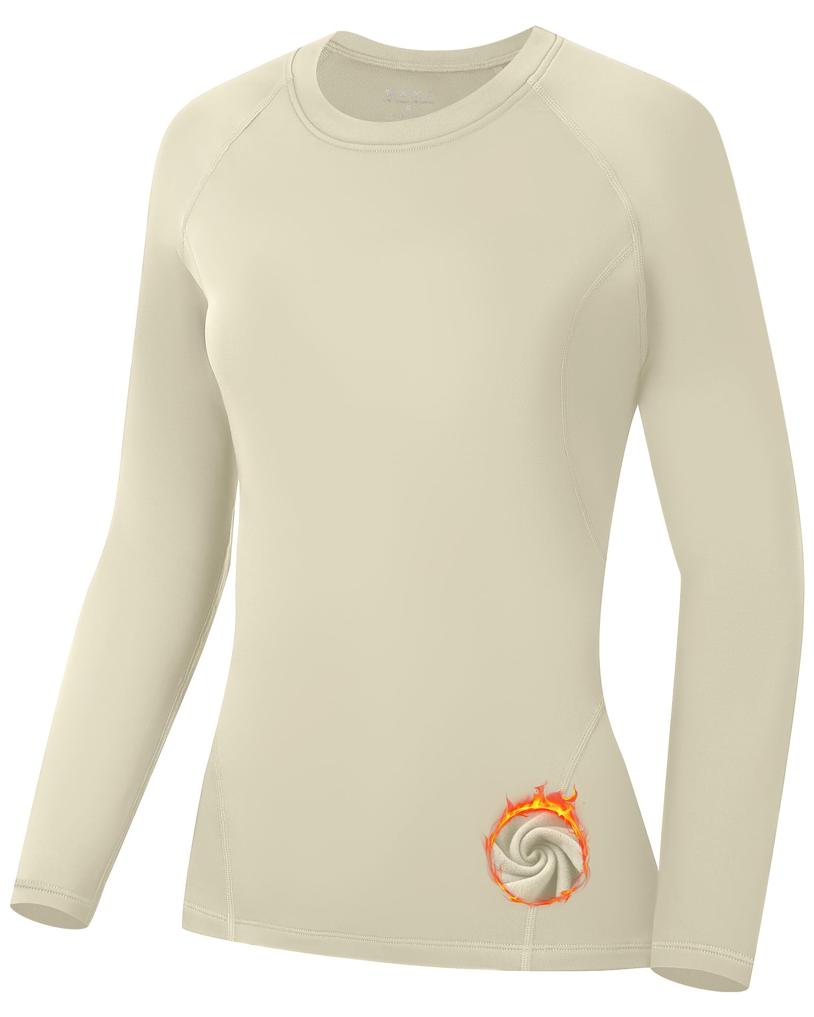 Runhit Thermoshirt Damen Langarm Sportshirt Laufshirt Fleece Kompressionsshirt Thermo Funktionsshirt Base Layer für Ski Laufen, Fitness Yoga und Wintersport