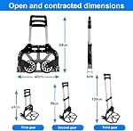 Chariot portable en aluminium,200lbs Capacité, Camion à main pliable, Chariot à main convertible et plat, Léger et durable, avec poignée télescopique et roues en caoutchouc, pour le déménagement, le magasinage et le bureau