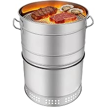 Stainless Steel Smoker Barrel Grill,15 lbs Portable Charcoal for Precise Temperature Control, Outdoor Cooking Smoker, Heavy-Duty 304 Stainless Steel Construction,for Camping Backyard & Home