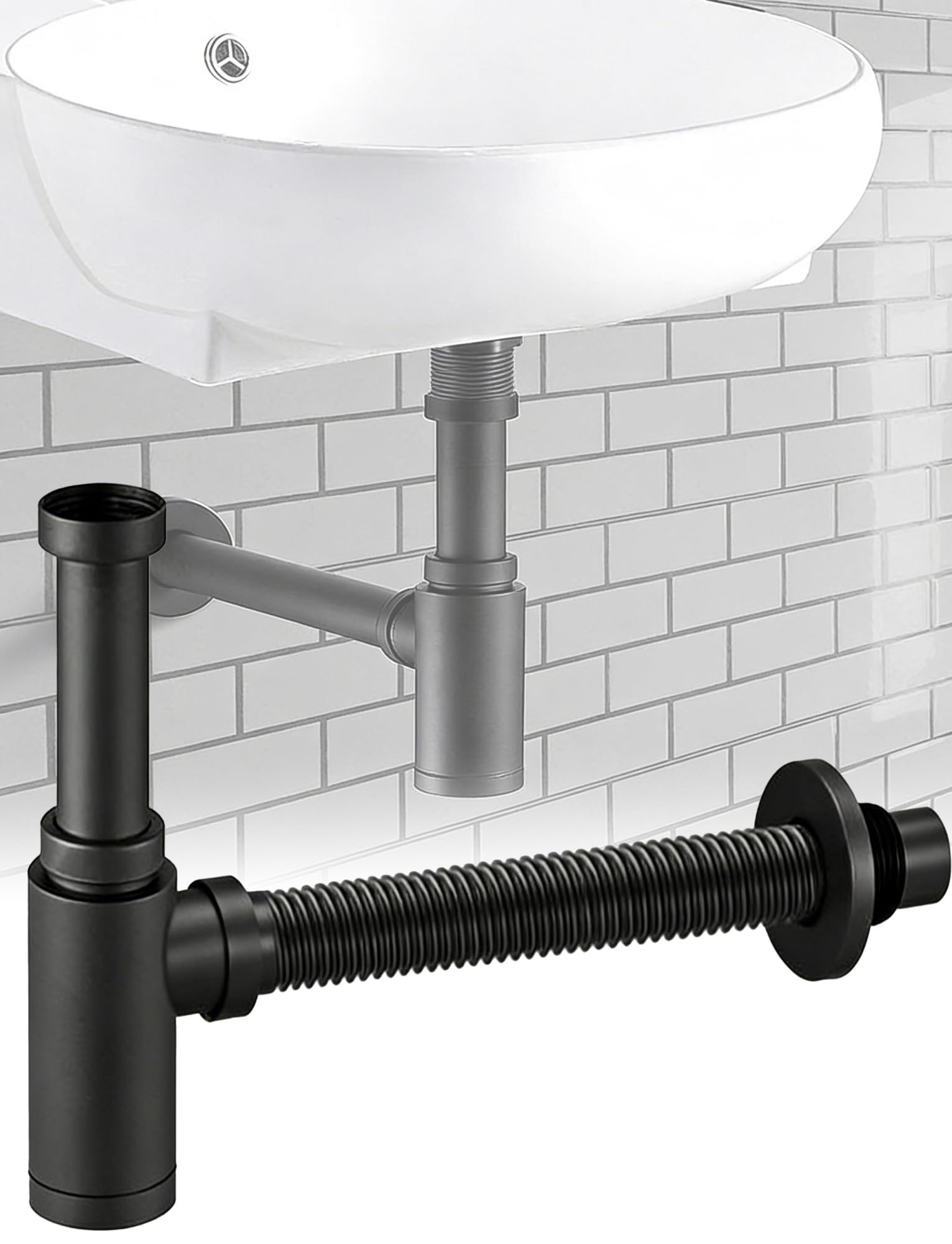 Edelstahl P Trap Drain Assembly Höhenverstellbar Flexibles Abflussrohr für Badezimmer Eitelkeit