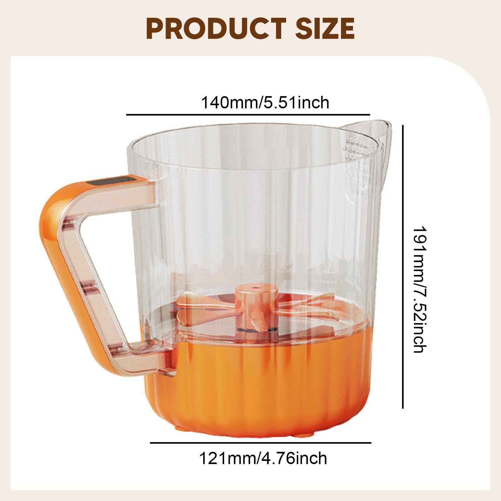 Frullatore Elettrico Compatto Da Cucina, Sbattitore a Mano E Frusta per Uova con Contenitore Da 1 Litro per Eliminare La Schiuma, Ideale Come Regalo P, Orangina