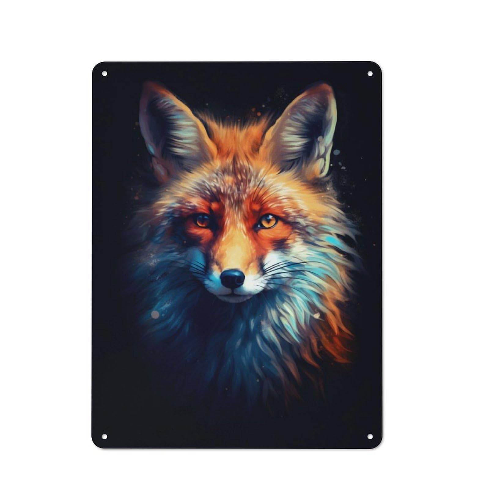 Rustic Fox Animals Tin Wall Sign 40x30cm, Kitchen Wall Decor for Bakery, Diner, Cafe Or Family Room