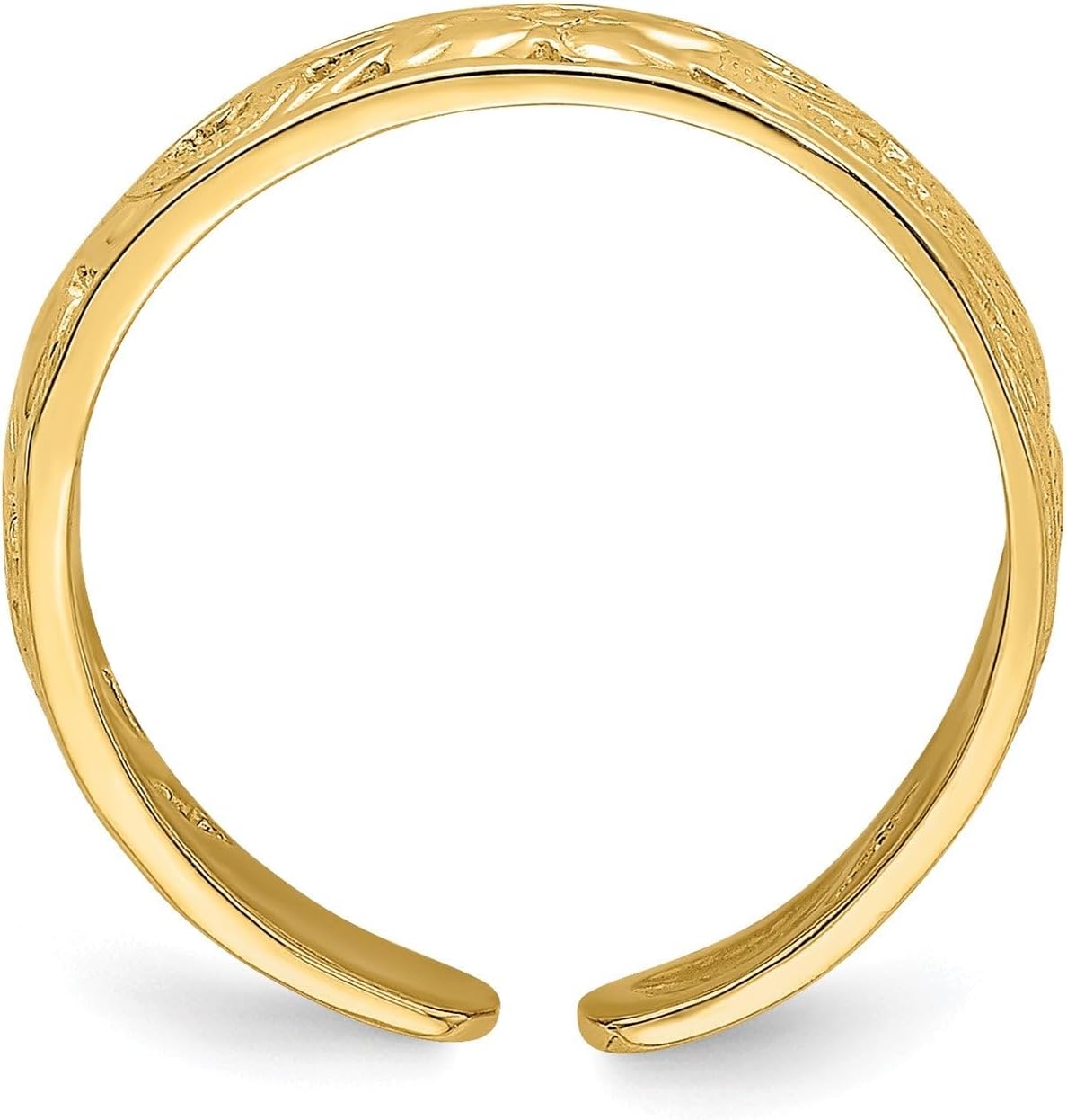 Jewelry Affairs 14k Real Solid Yellow Gold Adjustable Flower with Leaf Design Toe Summer Ring